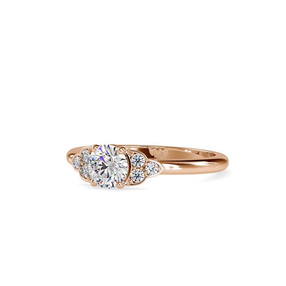 SKU: 0035 (10K) Elegant Floral Engagment Ring in Rose Gold.