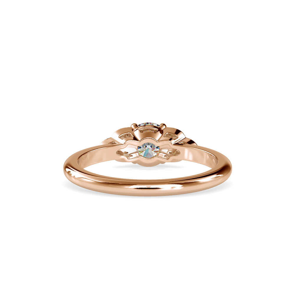 SKU: 0035 (18K) Elegant Floral Engagment Ring in Rose Gold.