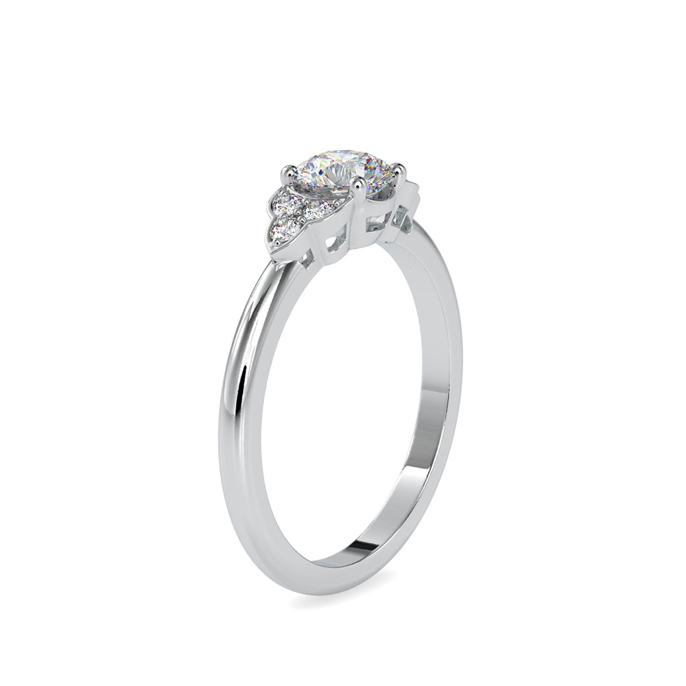 SKU: 0035 (14K) Elegant Floral Engagment Ring in Rose Gold.