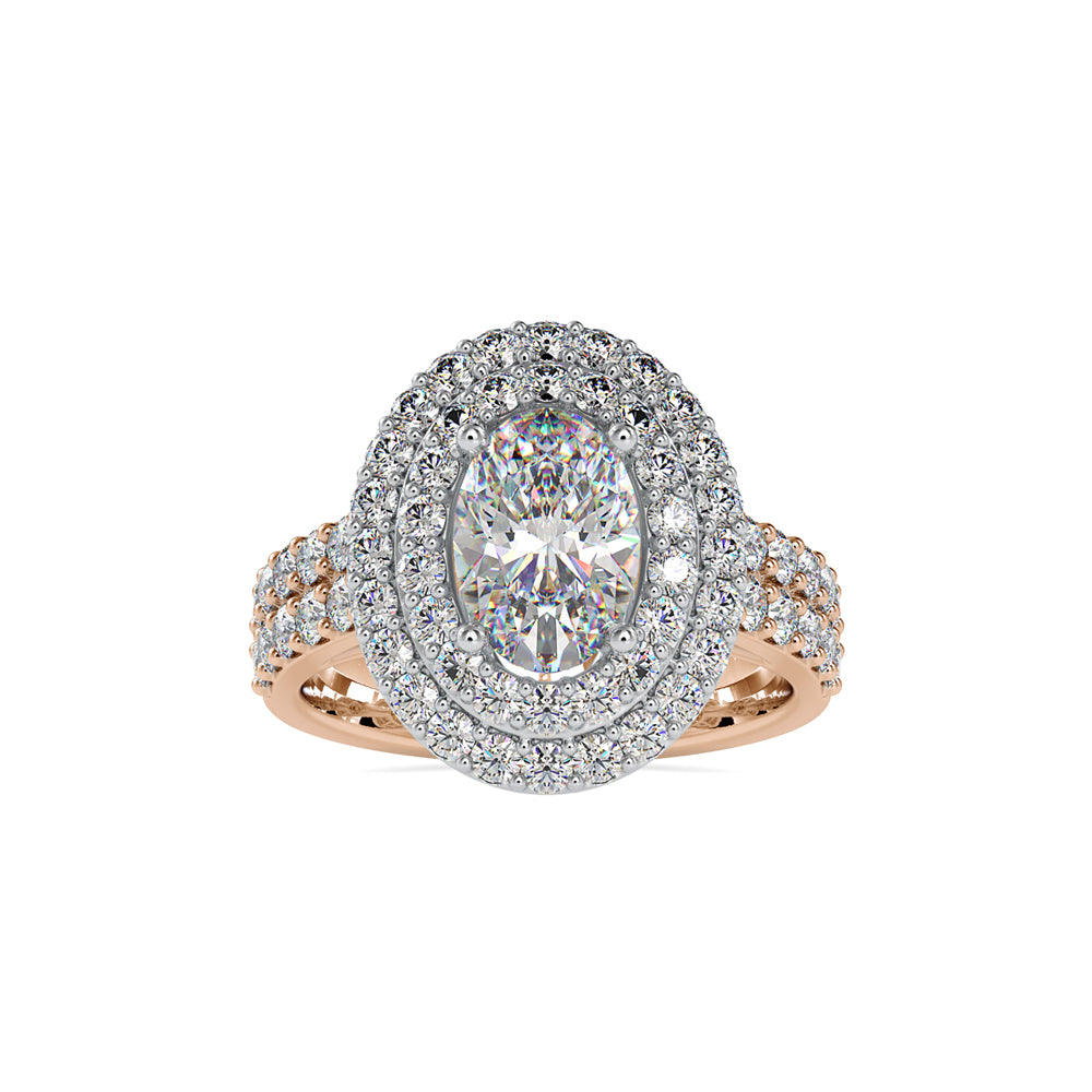 SKU: 0036 (14K) Two Tone Double Halo Engagment Ring .