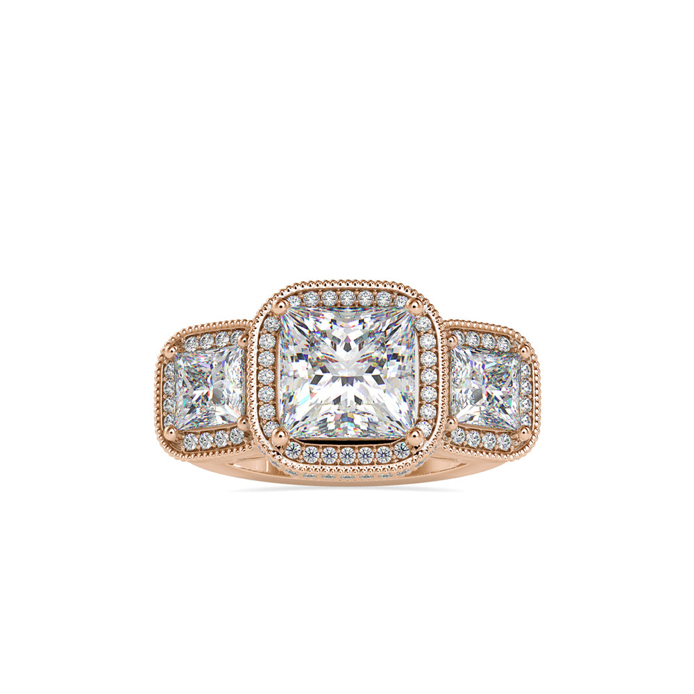 SKU: 0038 (14K) Vintage-Inspired Emerald Ring In Rose Gold.