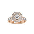 SKU: 0039 (22K) Dazzling Diamond Double Halo Engagment Ring In Rose Gold.