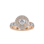 SKU: 0039 (14K) Dazzling Diamond Double Halo Engagment Ring In Rose Gold.