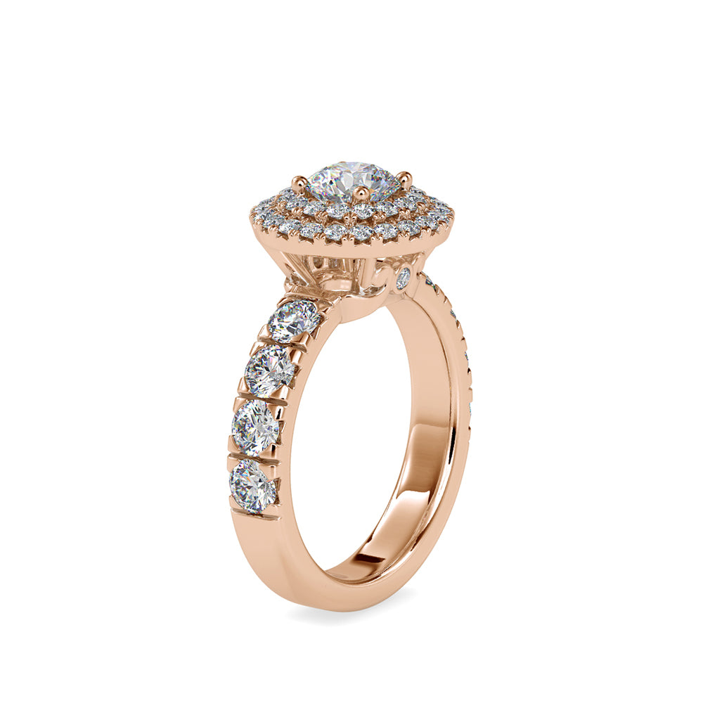 SKU: 0039 (22K) Dazzling Diamond Double Halo Engagment Ring In Rose Gold.