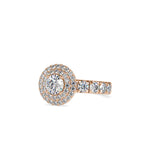SKU: 0039 (14K) Dazzling Diamond Double Halo Engagment Ring In Rose Gold.