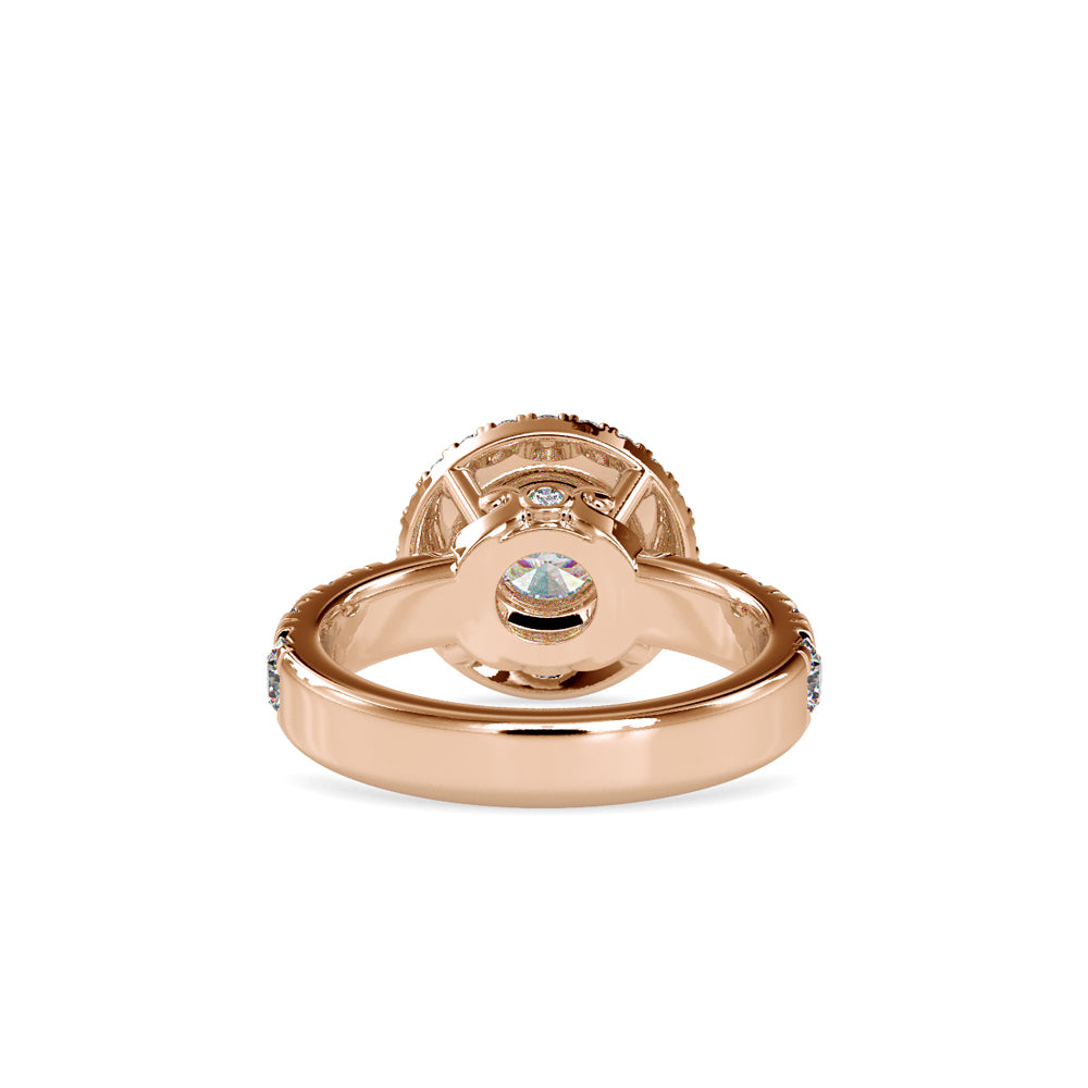 SKU: 0039 (18K) Dazzling Diamond Double Halo Engagment Ring In Rose Gold.