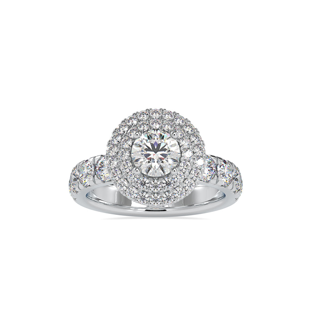 SKU: 0039 (22K) Dazzling Diamond Double Halo Engagment Ring In Rose Gold.