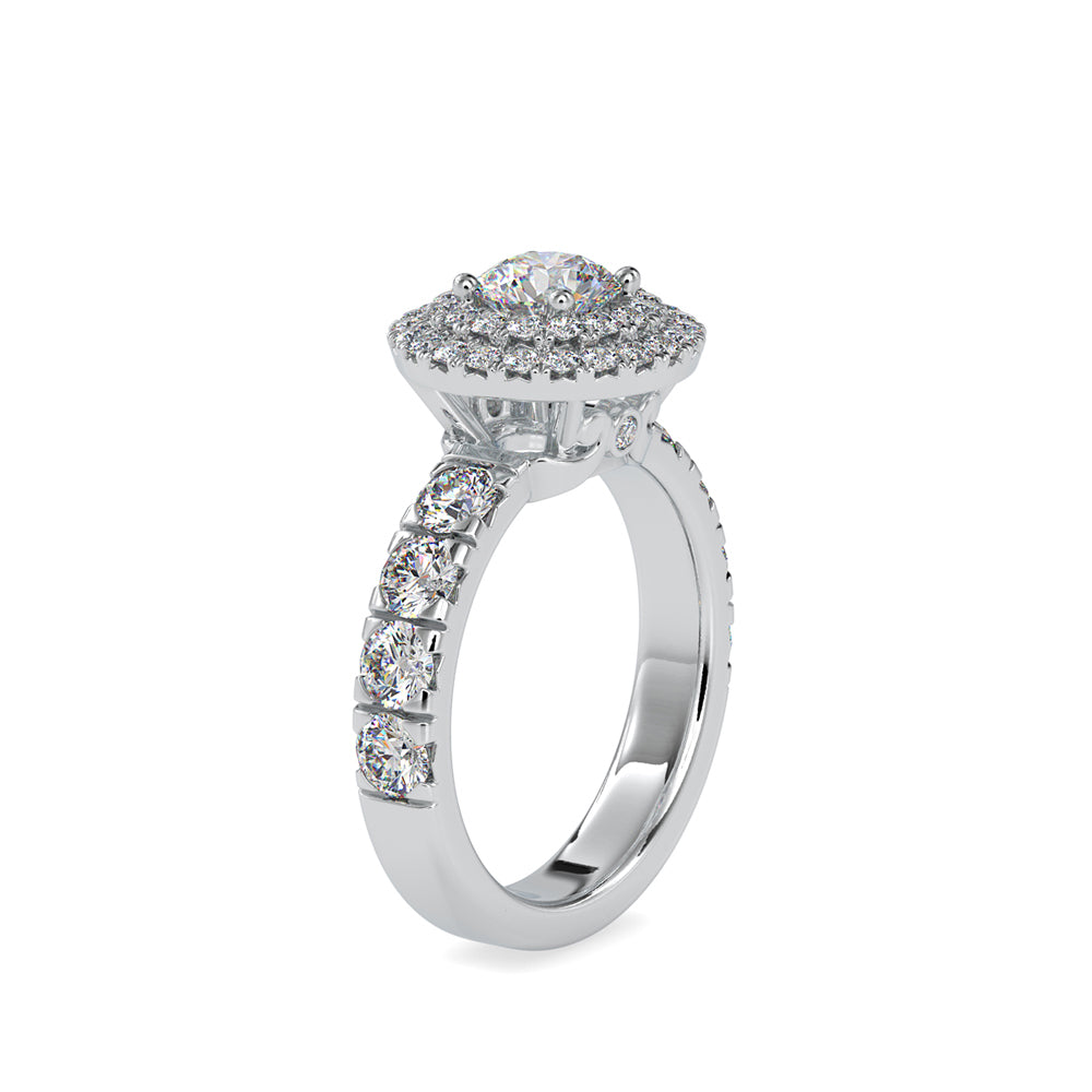 SKU: 0039 (14K) Dazzling Diamond Double Halo Engagment Ring In Rose Gold.