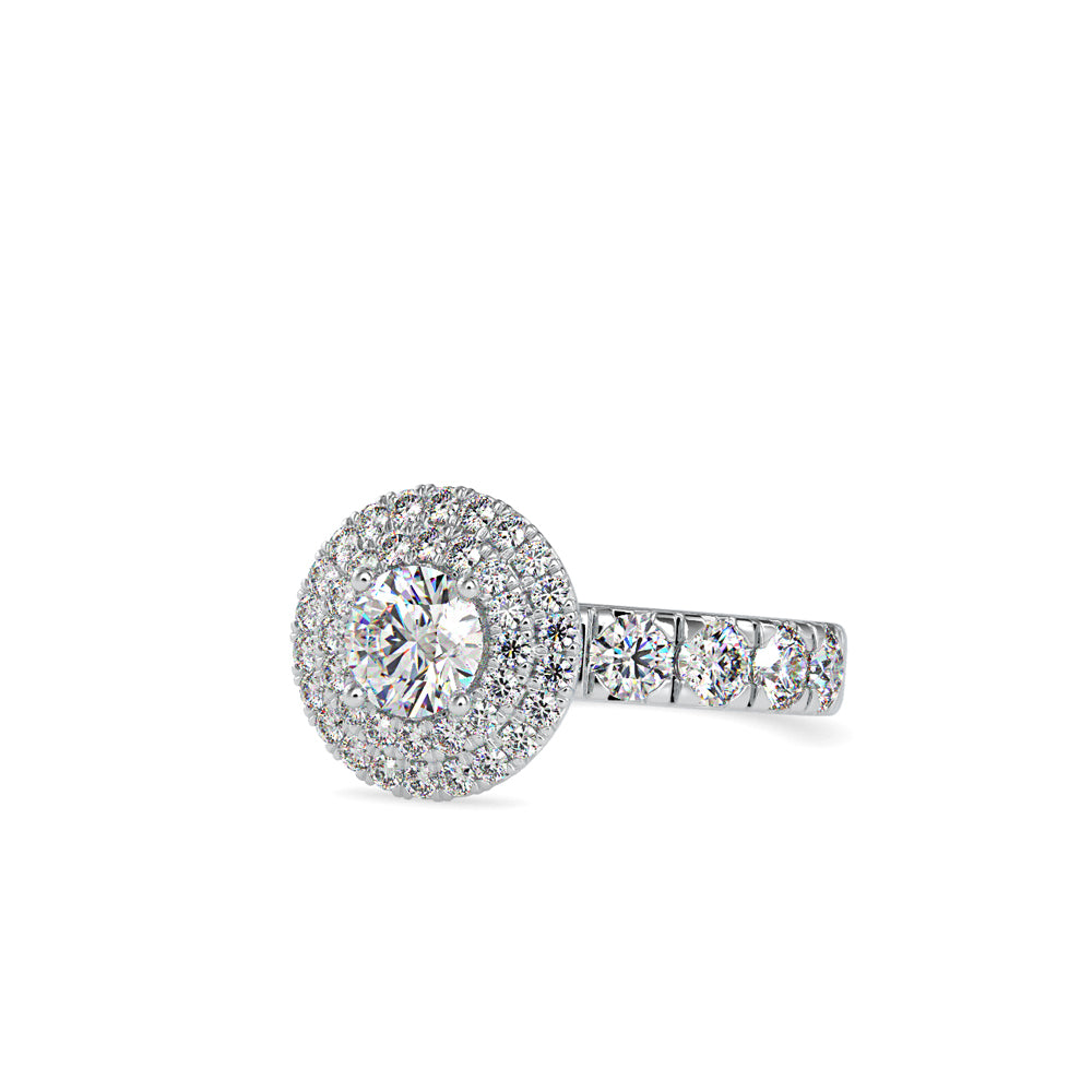 SKU: 0039 (18K) Dazzling Diamond Double Halo Engagment Ring In Rose Gold.