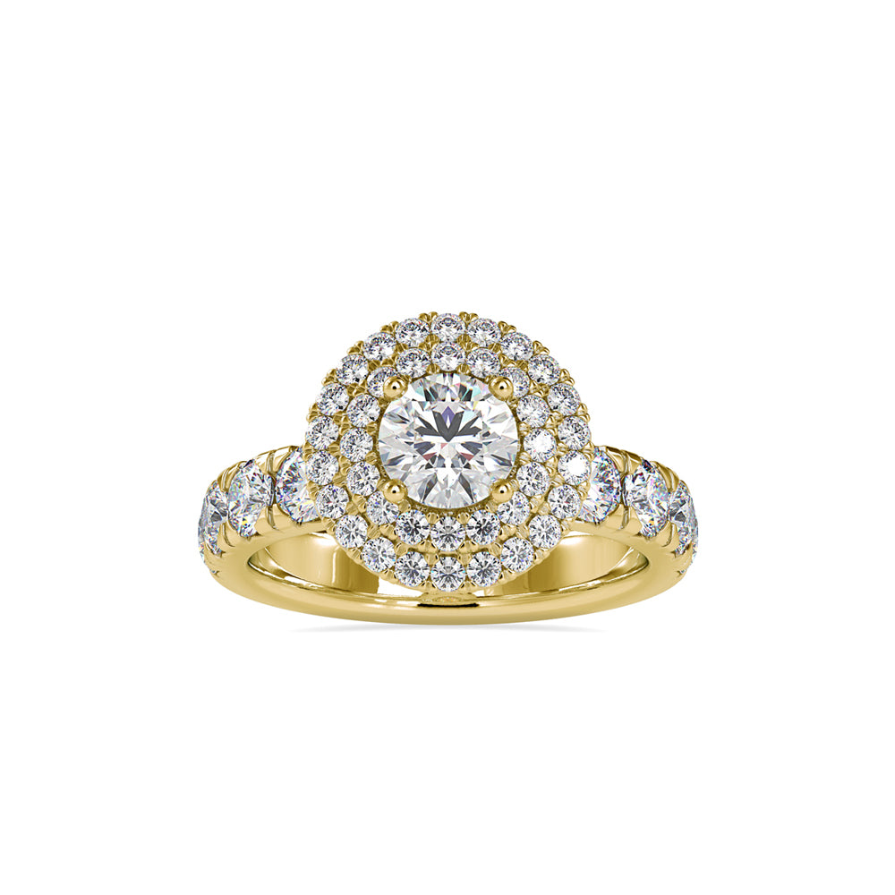 SKU: 0039 (10K) Dazzling Diamond Double Halo Engagment Ring In Rose Gold.