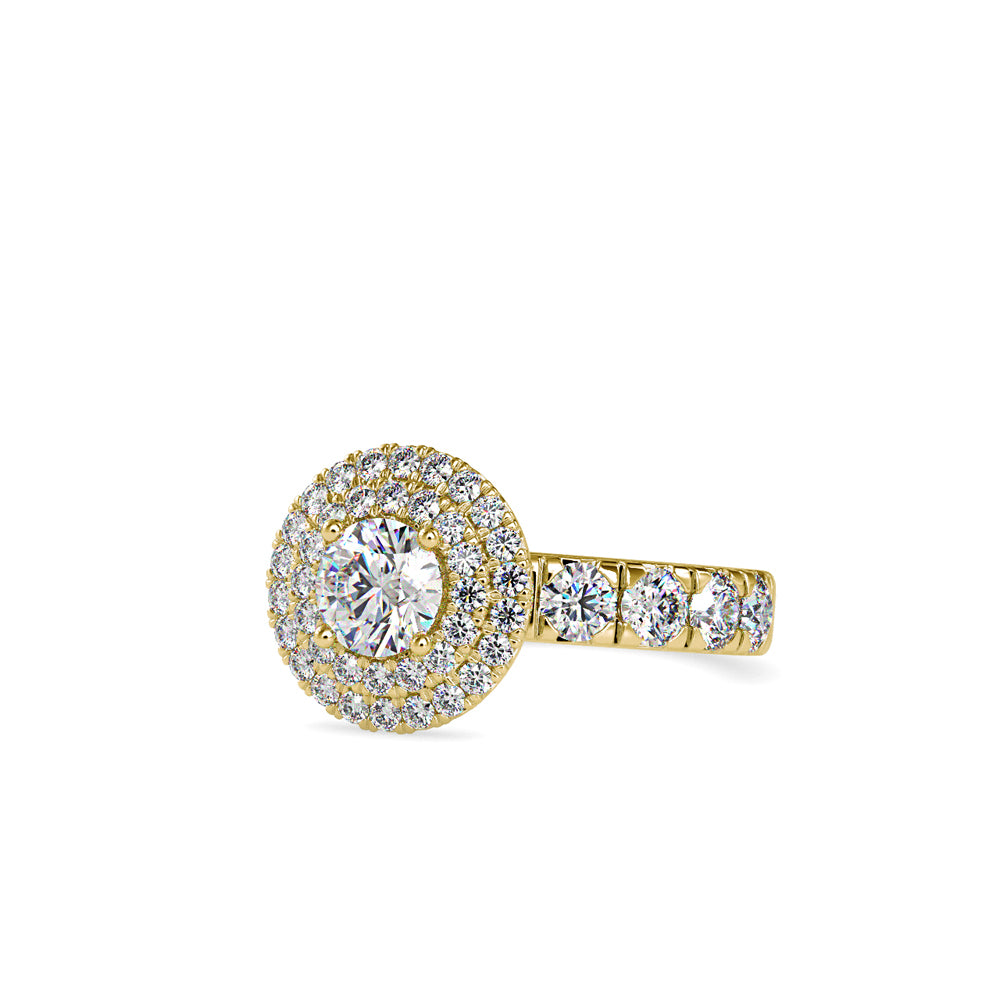 SKU: 0039 (18K) Dazzling Diamond Double Halo Engagment Ring In Rose Gold.