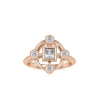SKU: 0040 (14K) Princess Quadrangle Ring In Rose Gold.