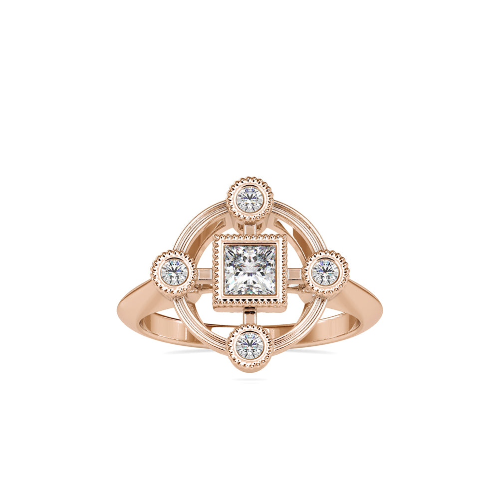 SKU: 0040 (22K) Princess Quadrangle Ring In Rose Gold.