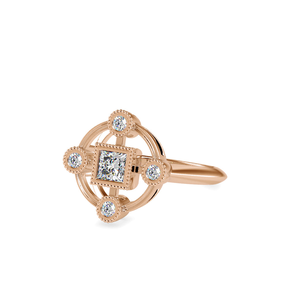 SKU: 0040 (22K) Princess Quadrangle Ring In Rose Gold.