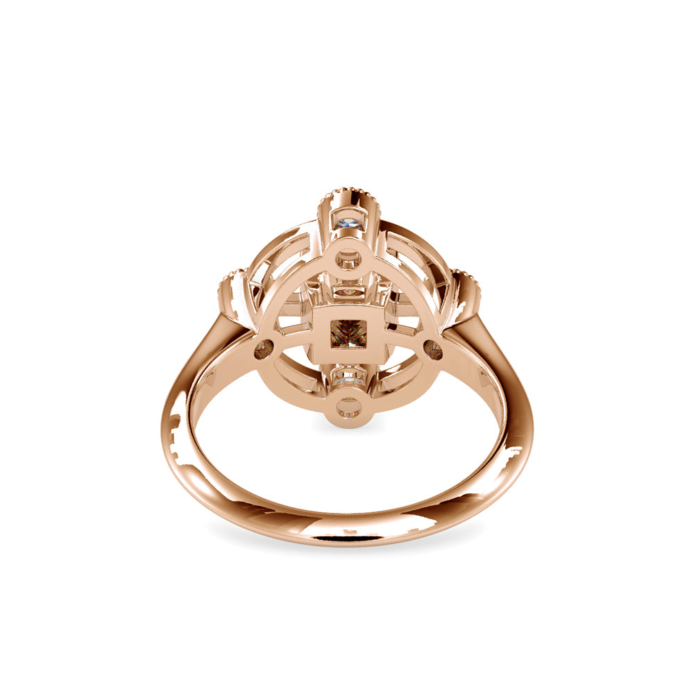 SKU: 0040 (18K) Princess Quadrangle Ring In Rose Gold.