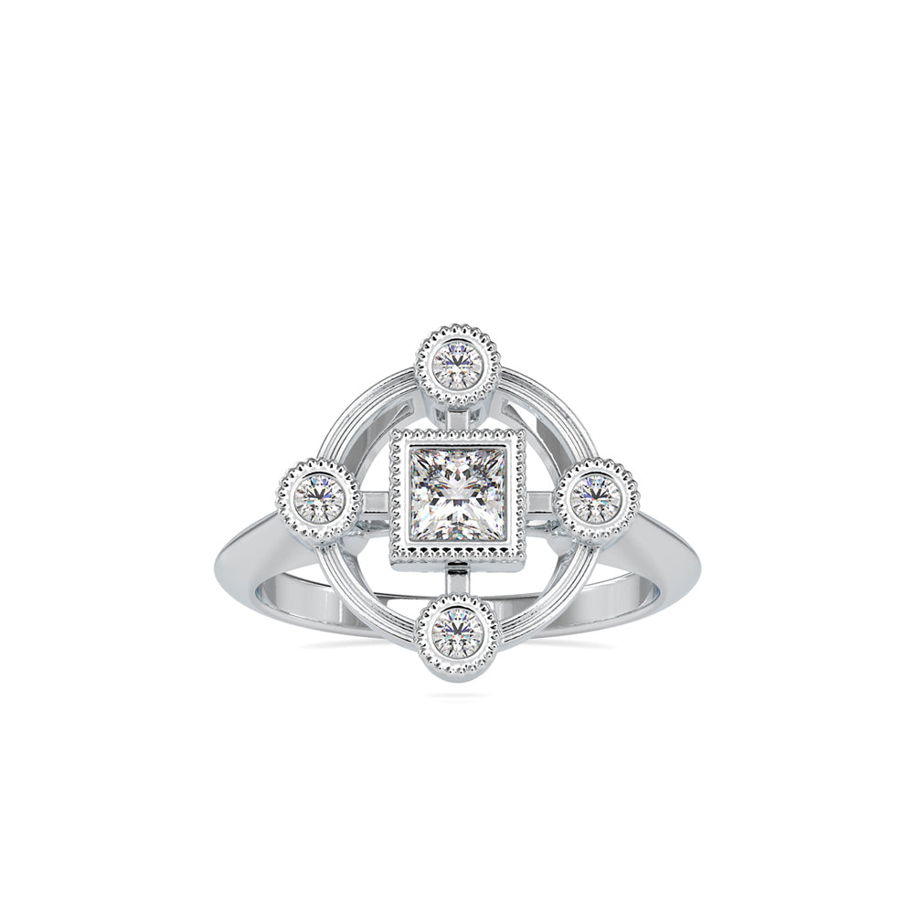 SKU: 0040 (10K) Princess Quadrangle Ring In Rose Gold.