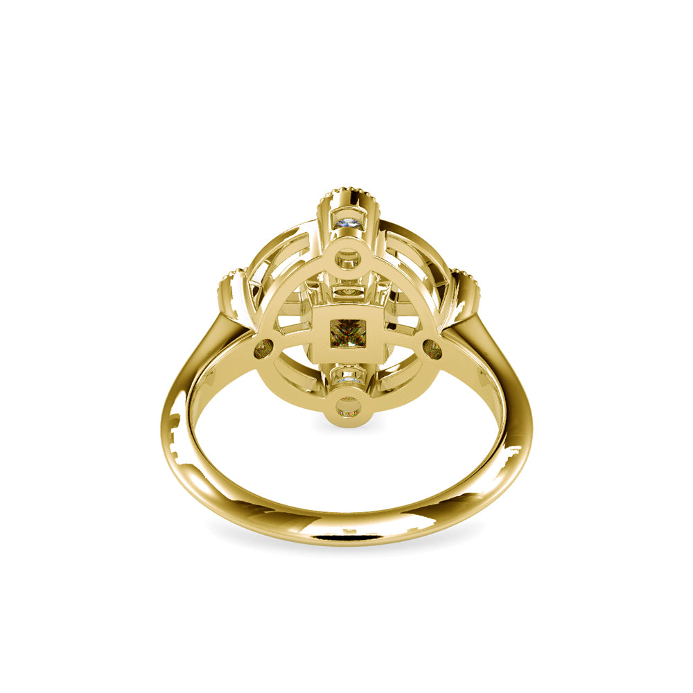 SKU: 0040 (18K) Princess Quadrangle Ring In Rose Gold.