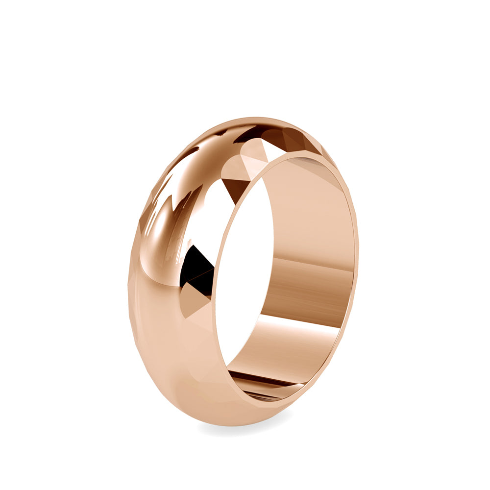 SKU: 0041 (10K) Faceted Band Ring In Rose Gold.