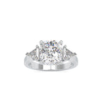 SKU: 0042 (14K) Cushion Diamond Classic Three Stone Engagment Ring In Rose Gold.