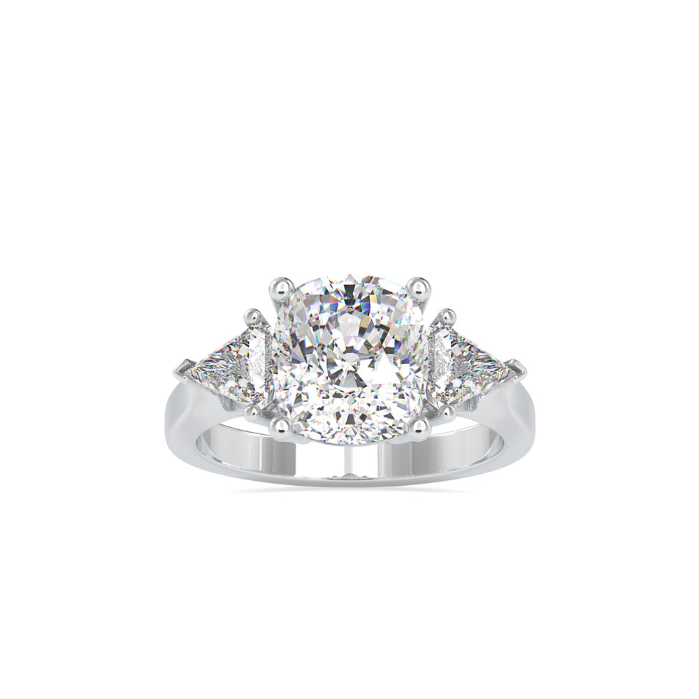 SKU: 0042 (22K) Cushion Diamond Classic Three Stone Engagment Ring In Rose Gold.