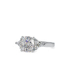 SKU: 0042 (22K) Cushion Diamond Classic Three Stone Engagment Ring In Rose Gold.