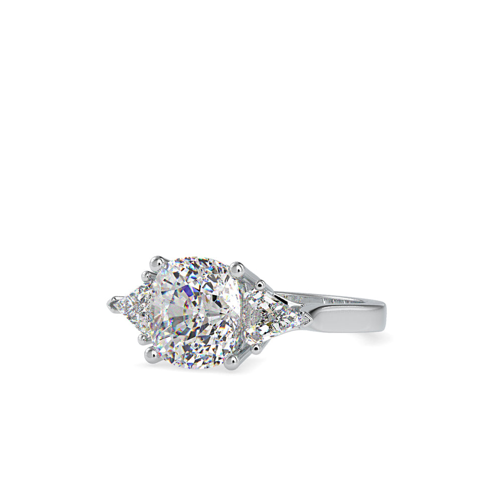 SKU: 0042 (18K) Cushion Diamond Classic Three Stone Engagment Ring In Rose Gold.