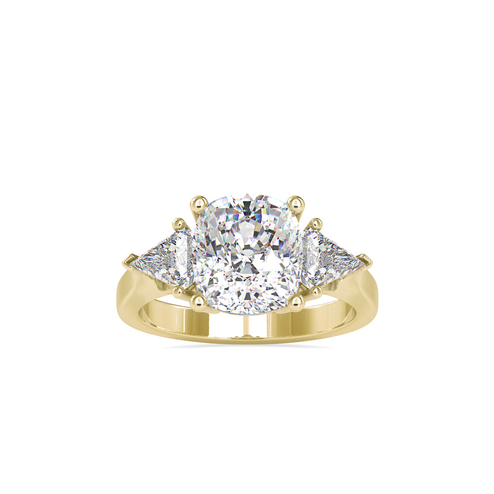 SKU: 0042 (22K) Cushion Diamond Classic Three Stone Engagment Ring In Rose Gold.