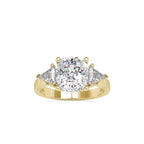 SKU: 0042 (10K) Cushion Diamond Classic Three Stone Engagment Ring In Rose Gold.