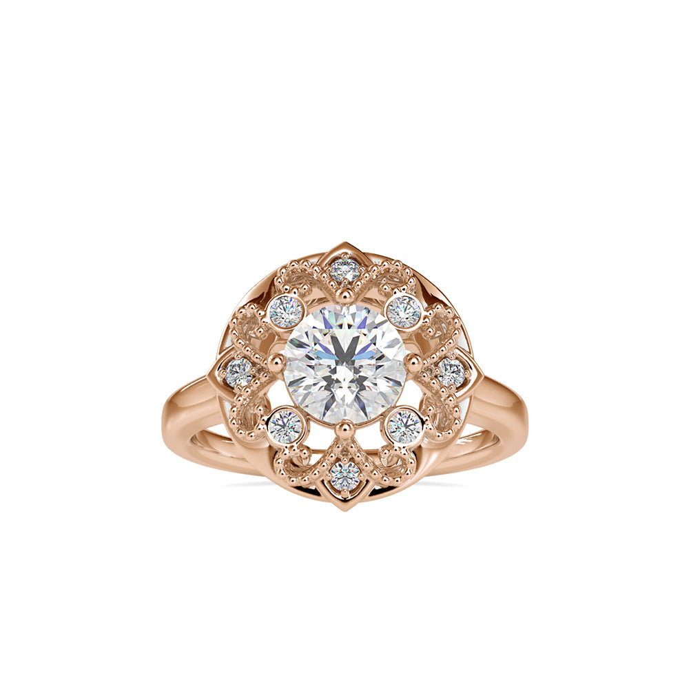 SKU: 0044 (10K) Filigree Halo Ring in Rose Gold.