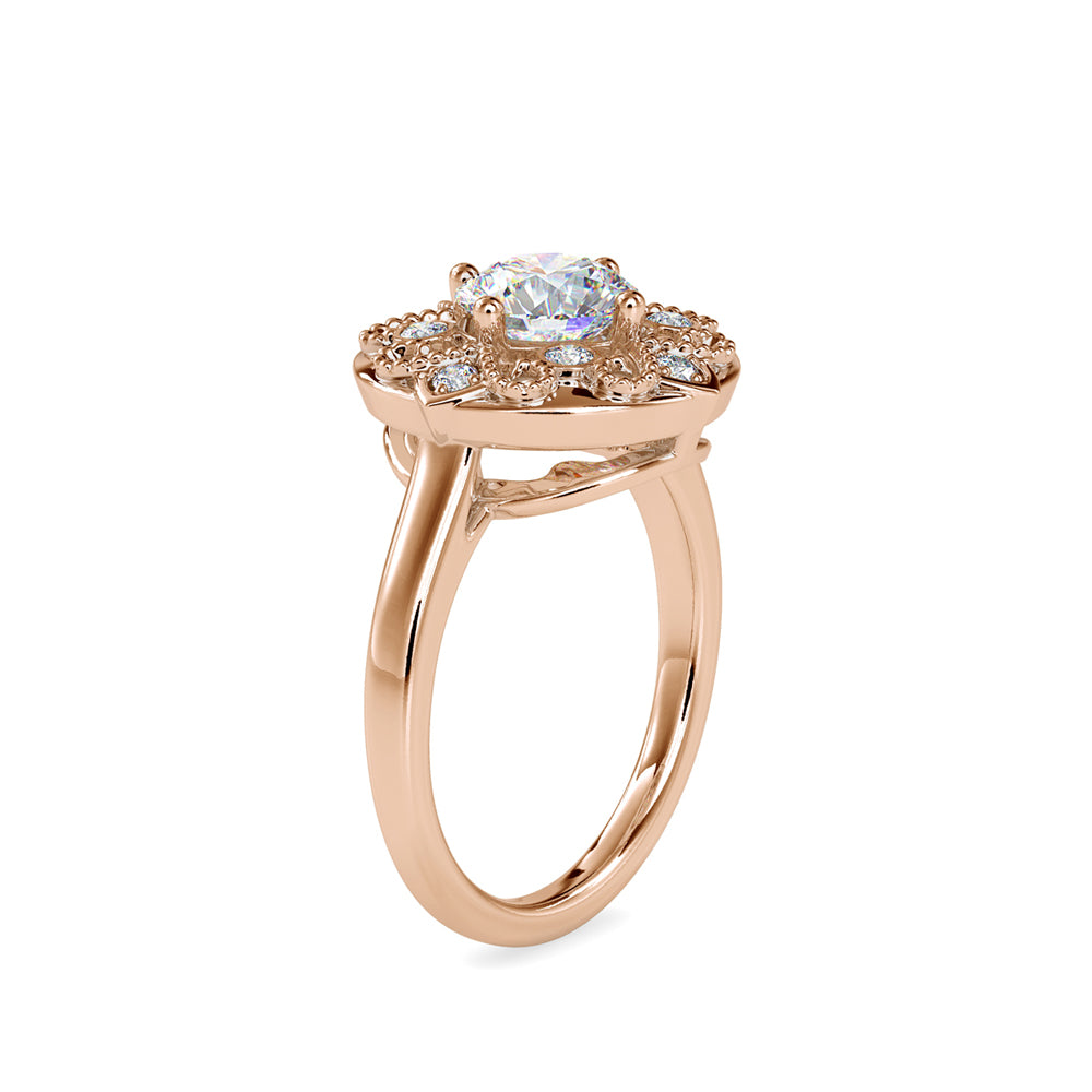 SKU: 0044 (22K) Filigree Halo Ring in Rose Gold.