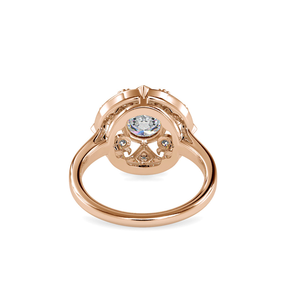 SKU: 0044 (18K) Filigree Halo Ring in Rose Gold.