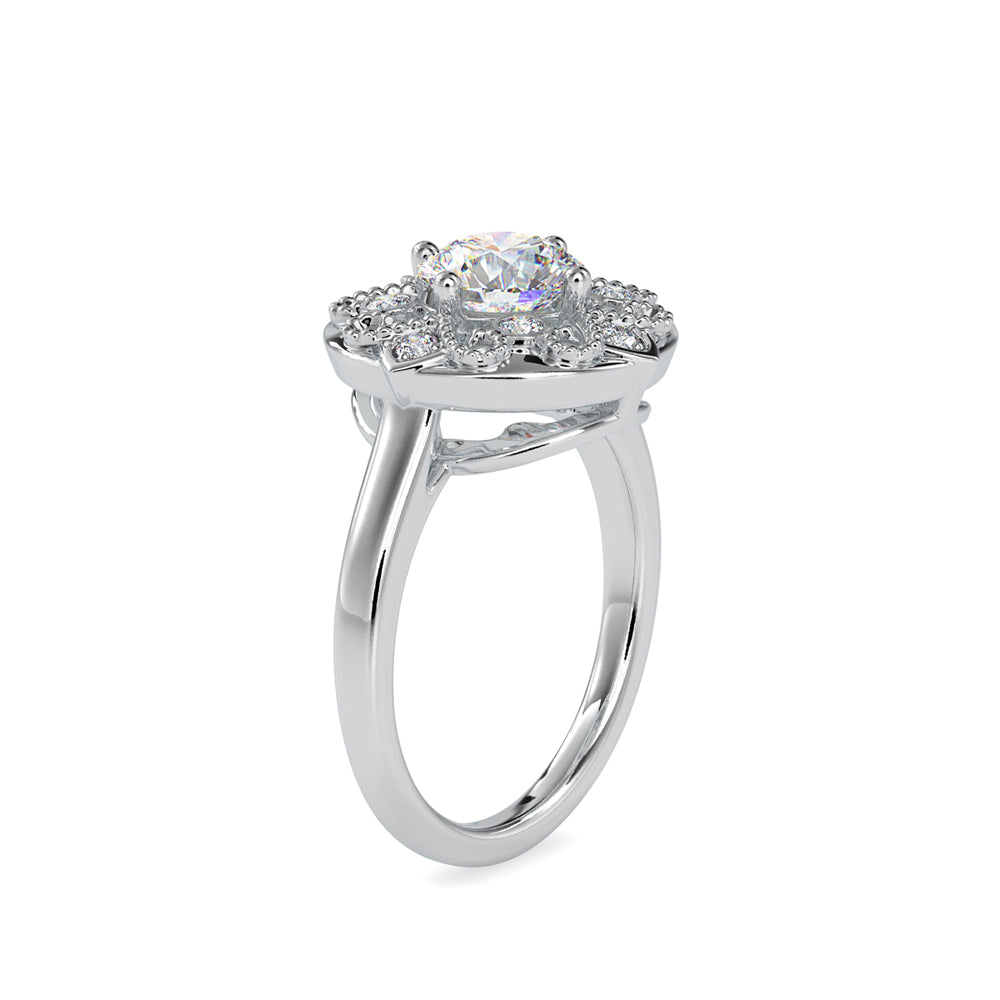 SKU: 0044 (14K) Filigree Halo Ring in Rose Gold.
