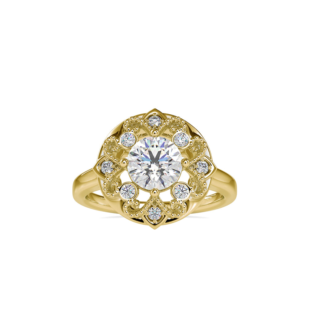 SKU: 0044 (14K) Filigree Halo Ring in Rose Gold.