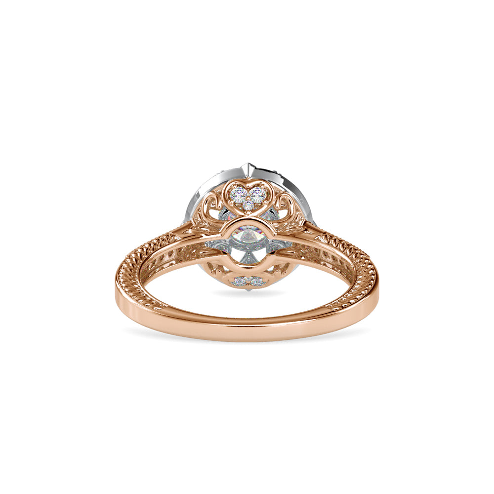 SKU: 0045 (14K) Two Tone Filigree Halo with Accented Band .