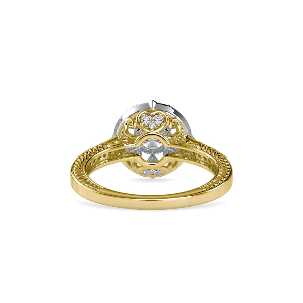 SKU: 0045 (14K) Two Tone Filigree Halo with Accented Band .
