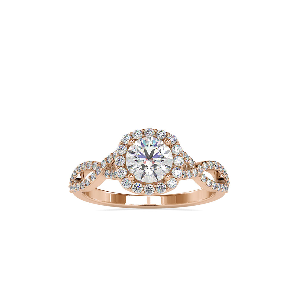 SKU: 0046 (22K) Intricate Twist Halo Ring in Rose Gold.