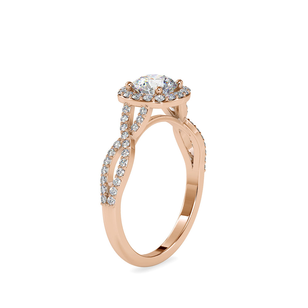 SKU: 0046 (10K) Intricate Twist Halo Ring in Rose Gold.
