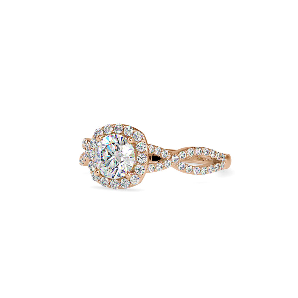 SKU: 0046 (22K) Intricate Twist Halo Ring in Rose Gold.