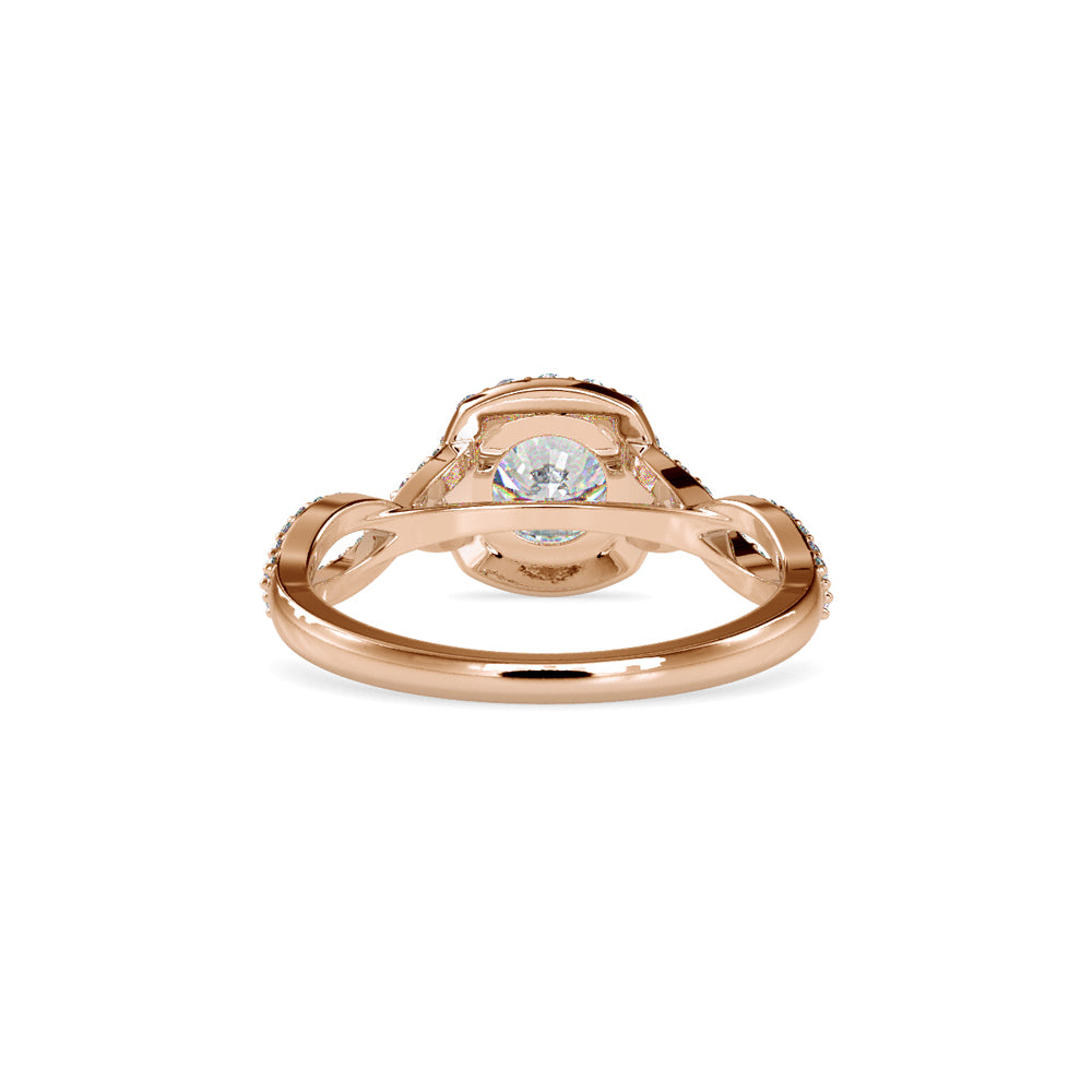 SKU: 0046 (14K) Intricate Twist Halo Ring in Rose Gold.
