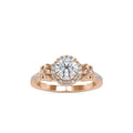 SKU: 0047 (18K) Vine - Inspired Halo Ring In Rose Gold.