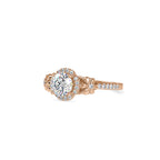 SKU: 0047 (22K) Vine - Inspired Halo Ring In Rose Gold.