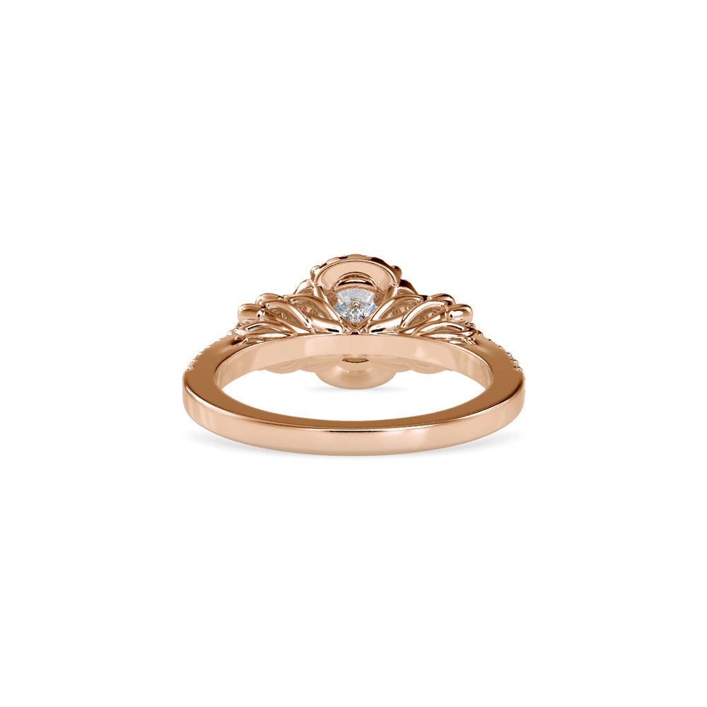 SKU: 0047 (22K) Vine - Inspired Halo Ring In Rose Gold.