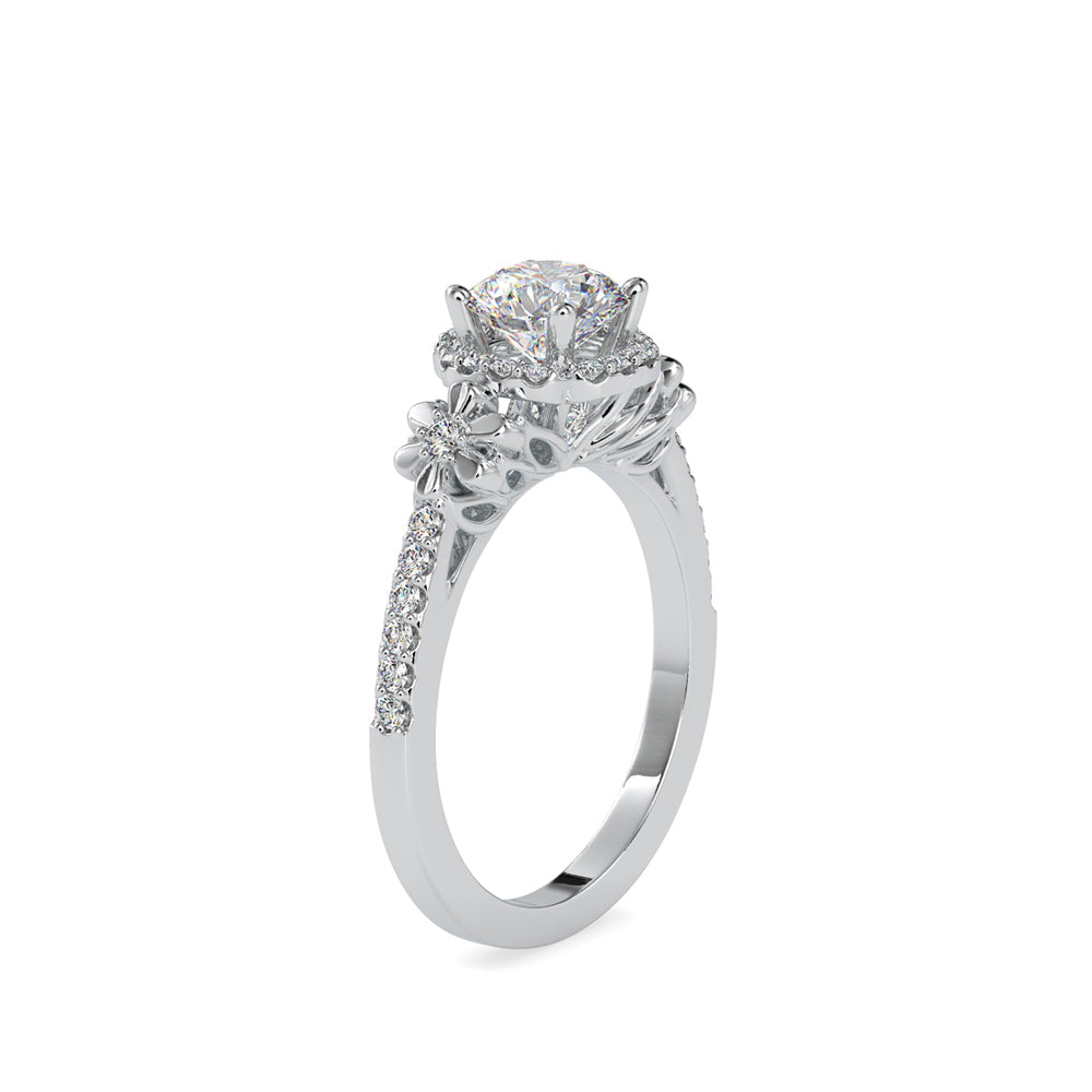 SKU: 0047 (18K) Vine - Inspired Halo Ring In Rose Gold.