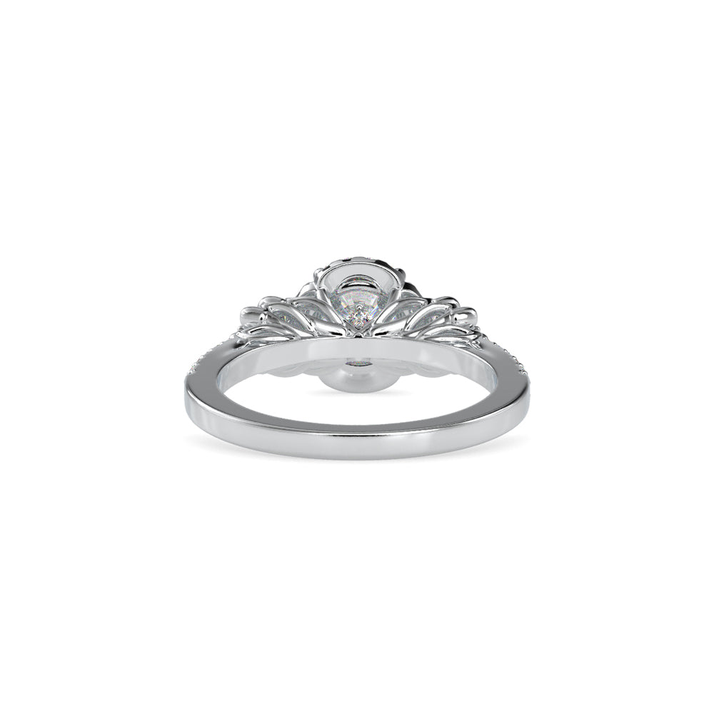 SKU: 0047 (14K) Vine - Inspired Halo Ring In Rose Gold.