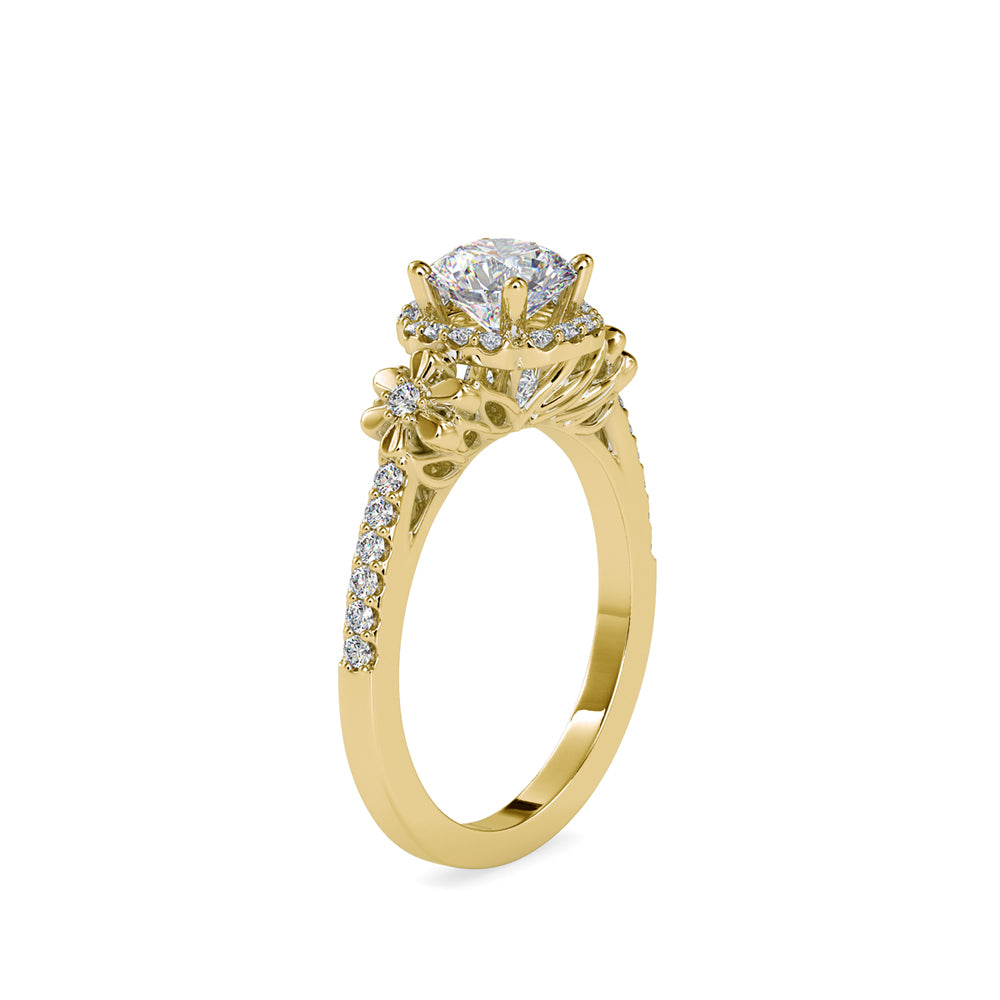 SKU: 0047 (10K) Vine - Inspired Halo Ring In Rose Gold.
