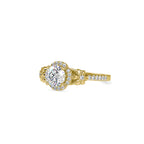 SKU: 0047 (14K) Vine - Inspired Halo Ring In Rose Gold.