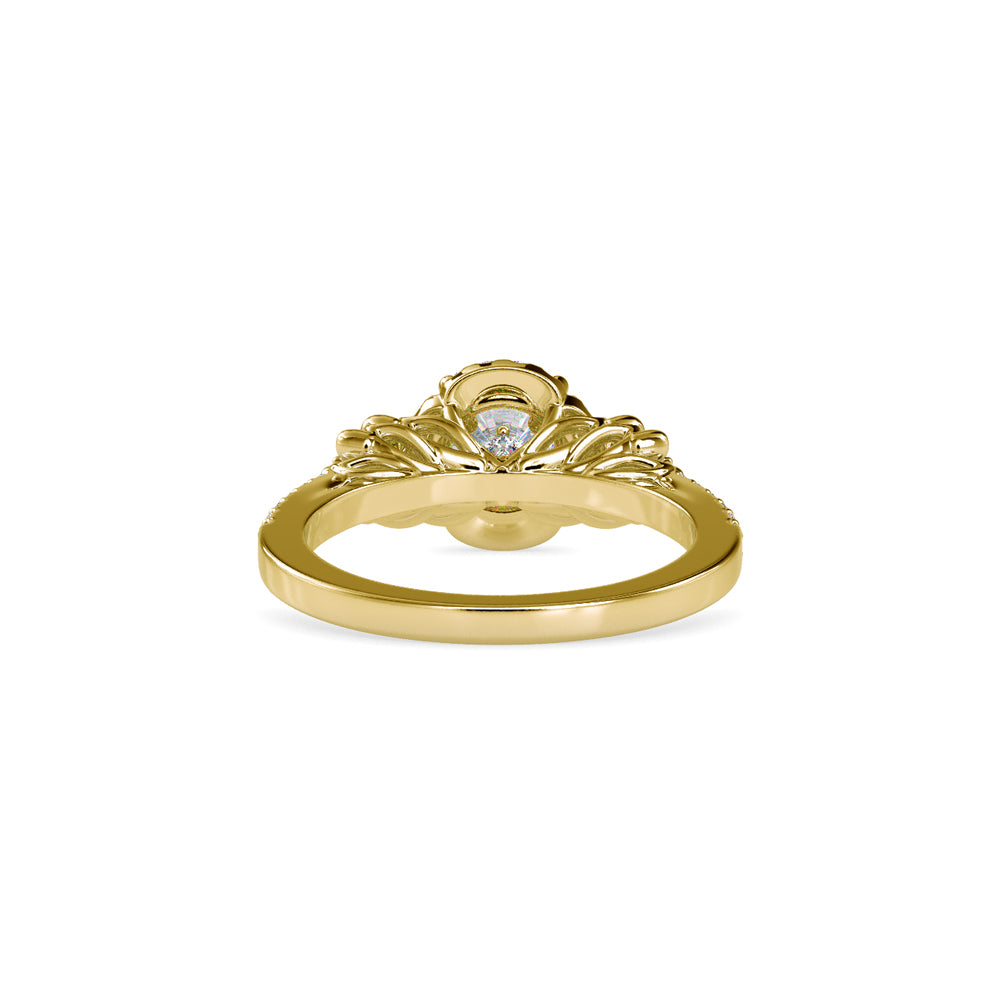 SKU: 0047 (10K) Vine - Inspired Halo Ring In Rose Gold.
