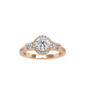 SKU: 0048 (14K) Round Diamond Floral Halo Engagment Ring in Rose Gold.