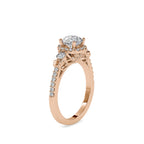 SKU: 0048 (14K) Round Diamond Floral Halo Engagment Ring in Rose Gold.