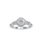 SKU: 0048 (18K) Round Diamond Floral Halo Engagment Ring in Rose Gold.
